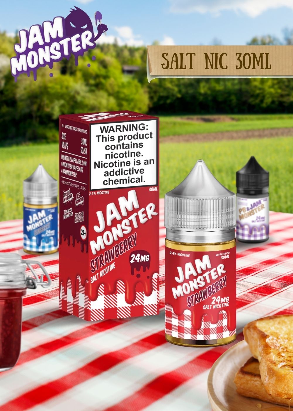 Jam Monster Salts E-Liquid 30mL | Apex Vape Wholesale